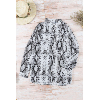 Gray Wild Snake Print Shirt with Pockets