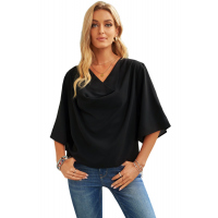 Black Draped Blouse