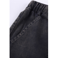 Dark Gray Pocketed Denim Joggers