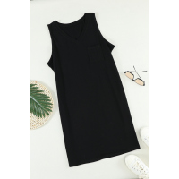 Black Chest Pocket Tank Mini Dress