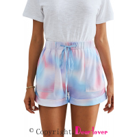 Multicolor Print Drawstring Casual Elastic Waist Pocketed Shorts