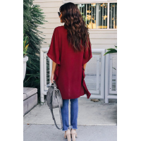 Red Chic High Low Kimono Top