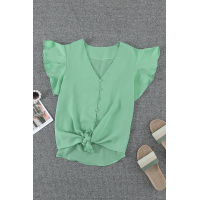 Green Forever Tonight Button Tie Top