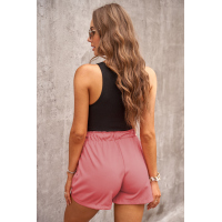 Cotton Blend Pocketed High Rise Shorts 