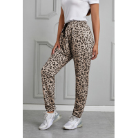 Khaki Casual Skinny Leopard Print Pants