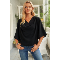 Black Draped Blouse