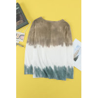 Color Block Tie Dye Pocketed Knit Long Sleeve Top