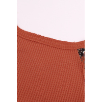 Orange Contrast Eyelet Thermal Knit Top