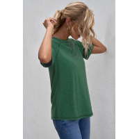 Green Heathered Round Neck T-shirt