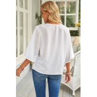 White Draped Blouse