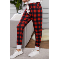 Red Plaid Drawstring Joggers