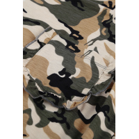 Green Camouflage Print Ruffled Cap Sleeve T-shirt