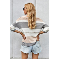 Gray Long Sleeve Loose Casual Knit Top