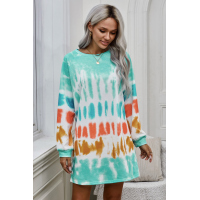 Fashion Tie Dye Long Sleeve Sweatshirt Dress