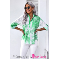 Green Whirlwind Tie Dye Button Shirt with Pocket