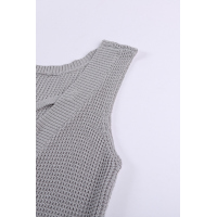 Gray Crisscross Hollow-out Knit Tank Top