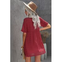 Red Fever Pitch Pom Babydoll Tunic Dress