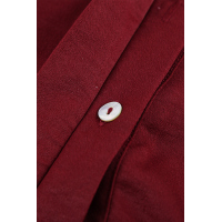 Wine Red Collared Button Short Sleeves Shirt