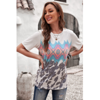 Multi-color Aztec Geometric Print T-shirt