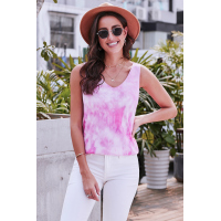 Pink Washed Effect Tie Dye Tank