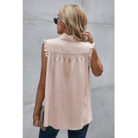 Apricot Frilled Tank Top with Buttons