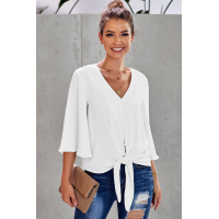 White Button Tie Top