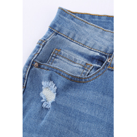 Raw Cut Frayed Hem Medium Wash Jeans