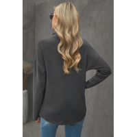 V-Neck Wrap Front Irregular Twist Hem Long Sleeve Top