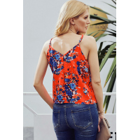 Orange Summer Sleeveless V Neck Spaghetti Straps Vest