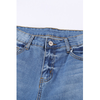 Raw Cut Frayed Hem Medium Wash Jeans