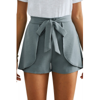 Green Plain Drawstring Waist Fashion Shorts