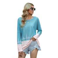 Sky Blue Tie Dye Thermal Knit Top