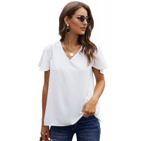 White V Neck Short Sleeve Tee