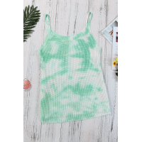 Green Tie Dye Print Knit Tank Top