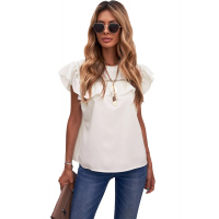 White Flutter Ruffled Top