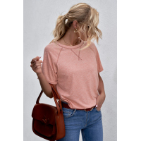 Pink Heathered Round Neck T-shirt