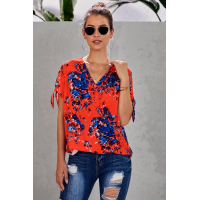 Orange Floral Twist Top