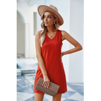 Orange Chest Pocket Tank Mini Dress