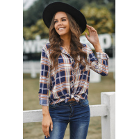 Chic Plaid Print Shirt with Pocket