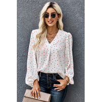 White Love You Boo Balloon Sleeve Blouse