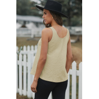 Apricot Button Textured Cotton Tank Top