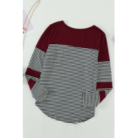 Wine Pinstripe Patch Pocket Top