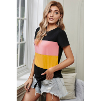 Color Block Panel Front T-shirt with Knot