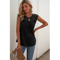 Black Sleeveless Top with Lace Detail