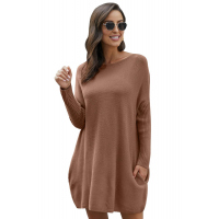 Khaki Oversized Batwing Sleeve Sweater Dress