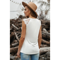 White Lace Cape Flowy Tank Top