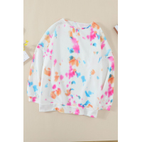 White Oversize Scrawl Print Long Sleeve Top