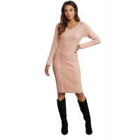 Pink Womens Hand Knitted Sweater Dress