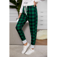 Green Plaid Drawstring Joggers