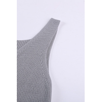 Gray Crisscross Hollow-out Knit Tank Top